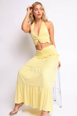 Sunspell Twist Halter Maxi Skirt Set
