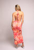 Tropical flower mesh halter top and skirt set