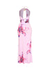 Orchid flower detailed halter top and maxi skirt set
