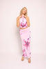 Orchid flower detailed halter top and maxi skirt set