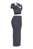 Navy mint matching skirt set with elastic waistband and stretch finish

