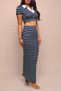 Weekend Vibe Striped Maxi Skirt Set - Navy/Mint