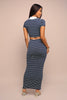 Weekend Vibe Striped Maxi Skirt Set - Navy/Mint