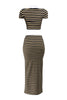 Trendy fall striped co-ord set in black yellow with cropped top

