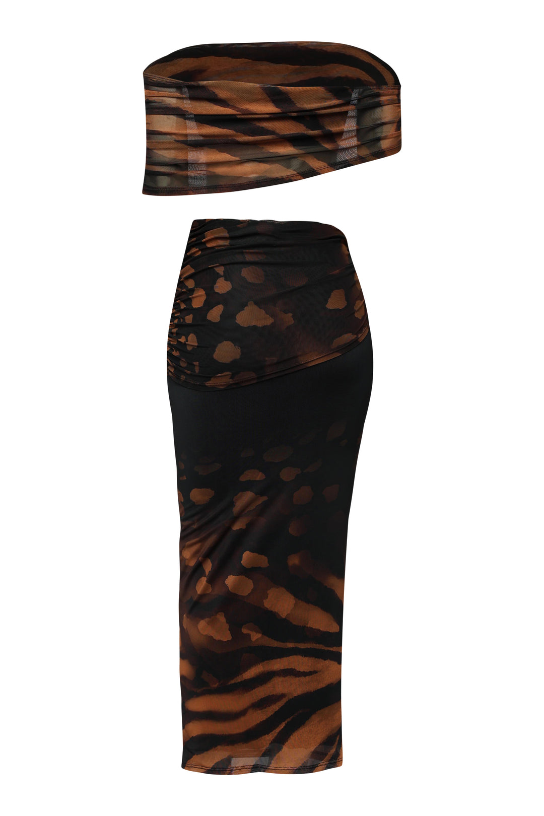 Zebra print headband and skirt set on a white background