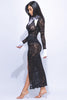 Accent Collared lace maxi dress with slit