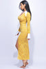 Accent Collared lace maxi dress with slit