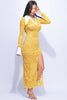 Accent Collared lace maxi dress with slit