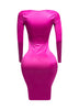 Long sleeve cowl drape front detailed dress