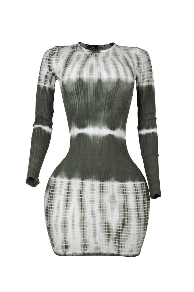 Tie dye long sleeve mini dress