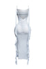 Open Ruched Back Maxi Dress w flowy accent