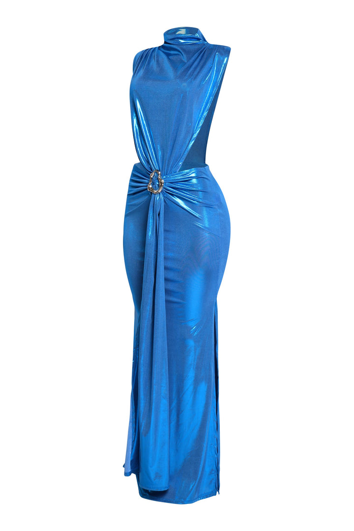 Midnight Slit Tie Waist Maxi Dress