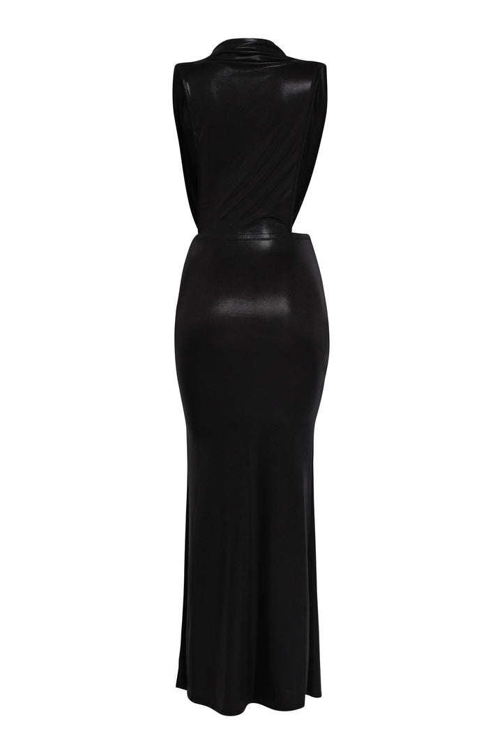 Midnight Slit Tie Waist Maxi Dress