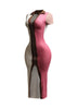 Color blocked zipper closure midi dress