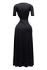 Sultry black cutout dress with curve-hugging fit and thigh-high leg slit

