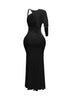 One sleeve open back ruched front detail maxi dress