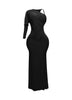 One sleeve open back ruched front detail maxi dress