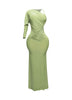 One sleeve open back ruched front detail maxi dress