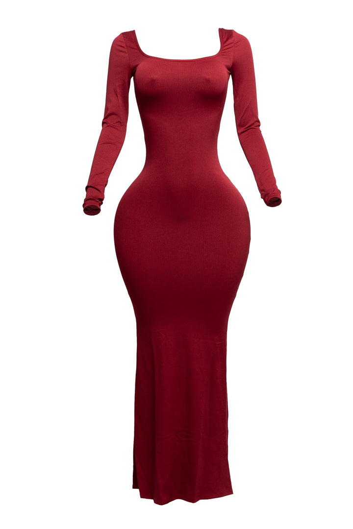 Scoop neck long sleeve mermaid maxi dress