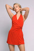 Tied halter twist detailed wrap dress