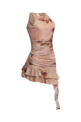 Afterglow Rush Asymmetrical Mesh Minidress