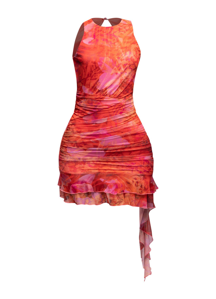 Afterglow Rush Asymmetrical Mesh Minidress