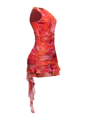 Afterglow Rush Asymmetrical Mesh Minidress