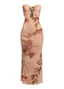 Midnight Bloom Strapless Cutout Midi Dress