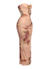 Midnight Bloom Strapless Cutout Midi Dress