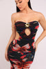Midnight Bloom Strapless Cutout Midi Dress