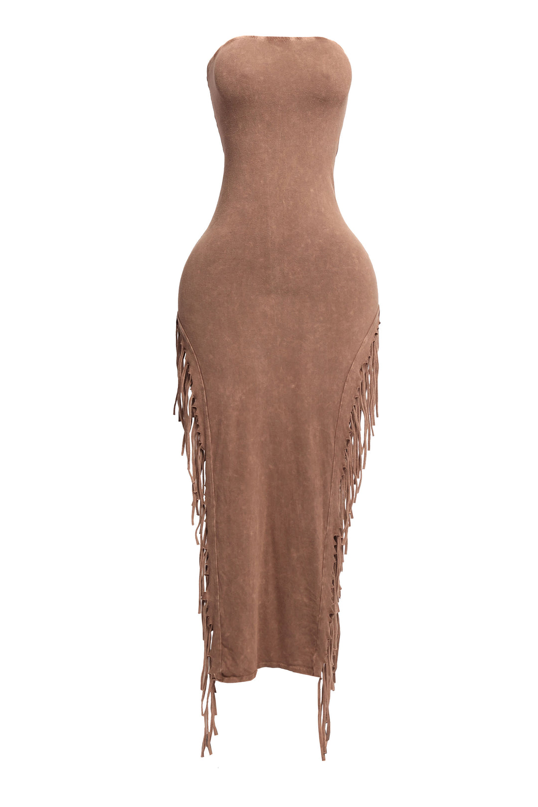 Mineral washed fringe tube dress
