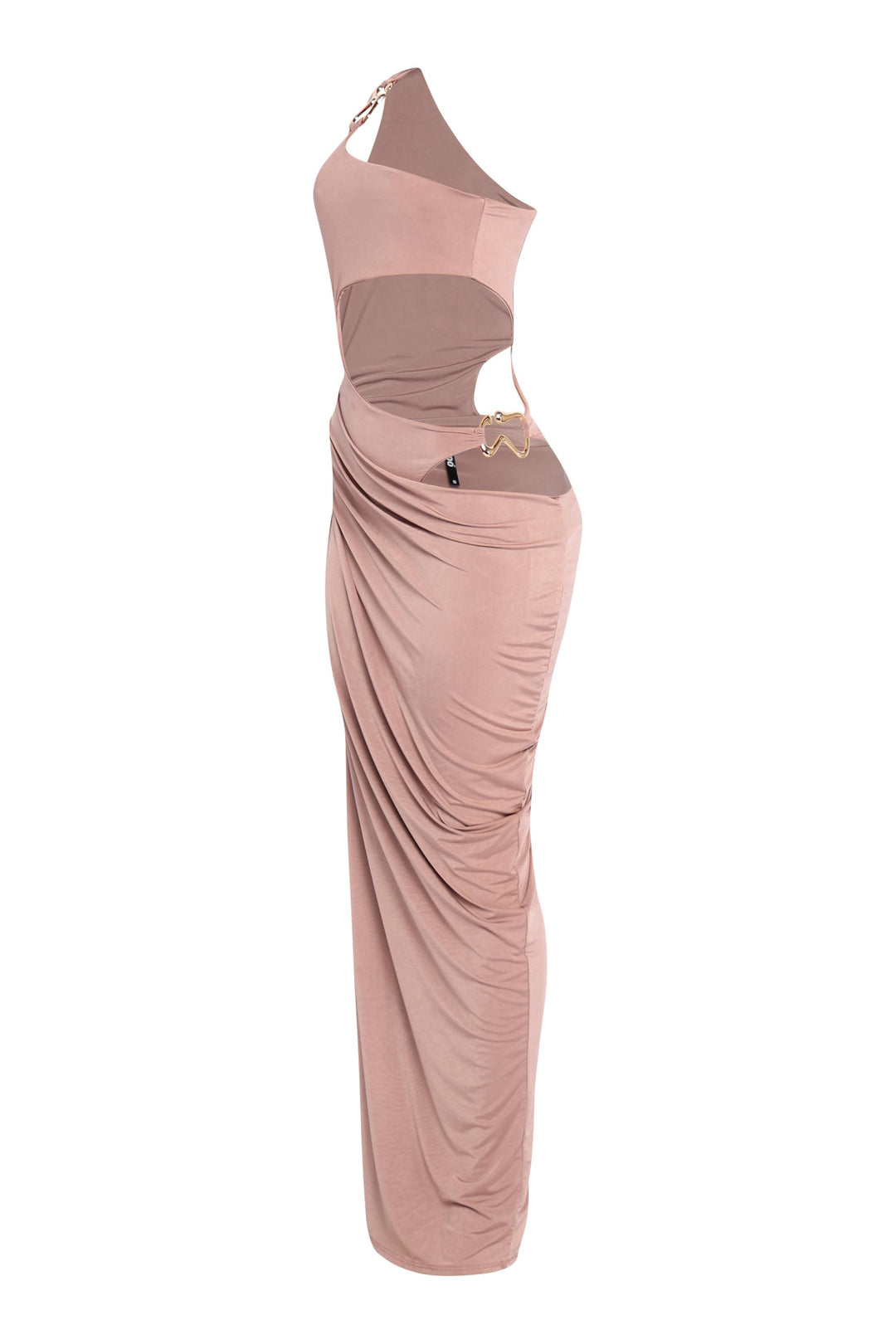 Asymmetric Cut-Out Maxi Dress with Draped Detail
