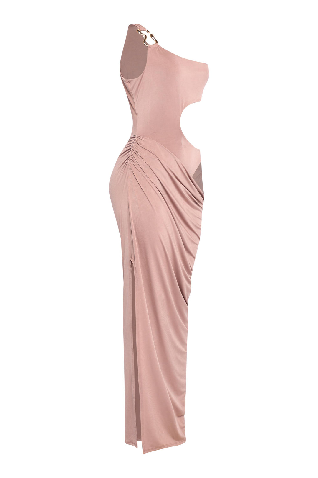 Asymmetric Cut-Out Maxi Dress with Draped Detail