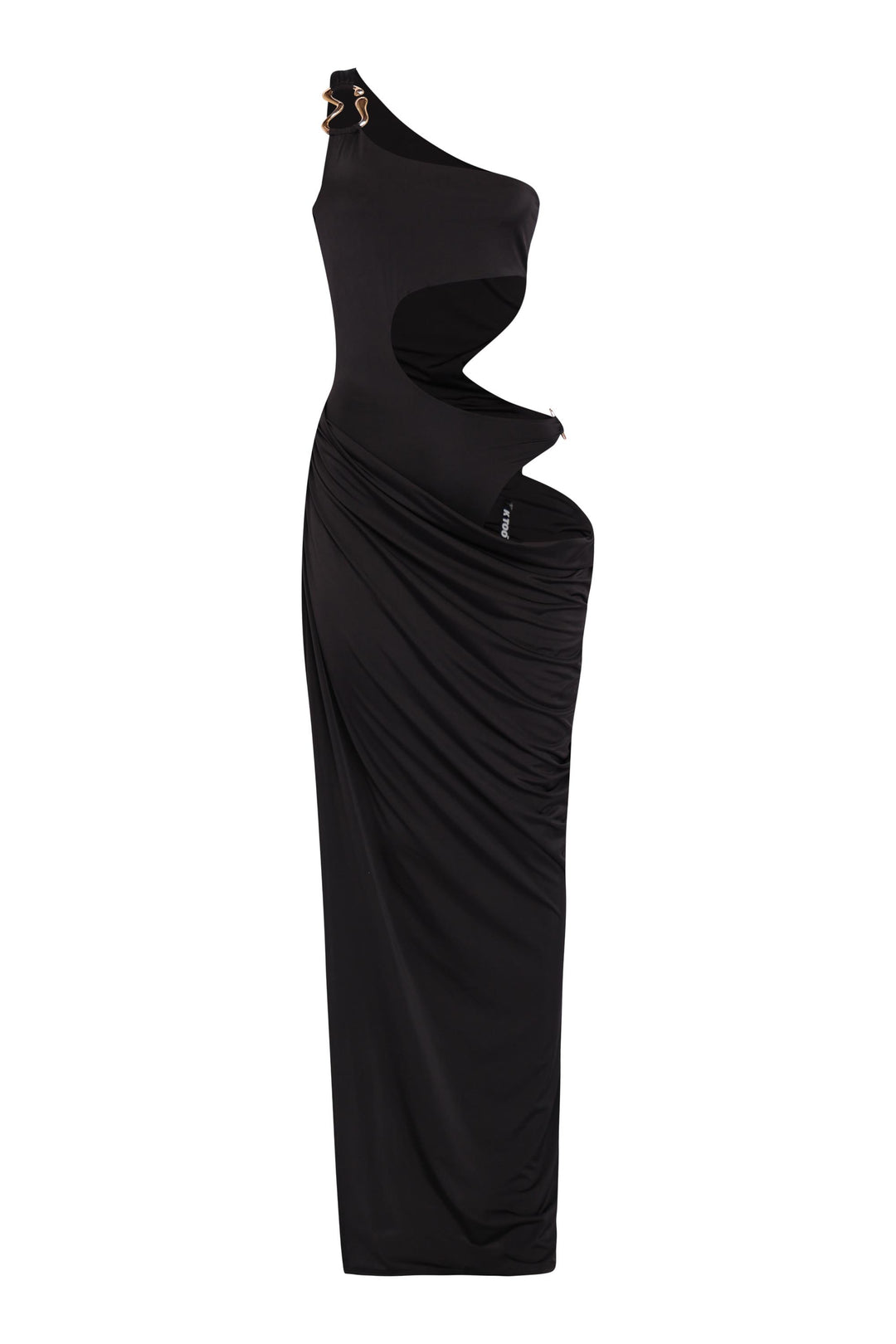 Asymmetric Cut-Out Maxi Dress with Draped Detail