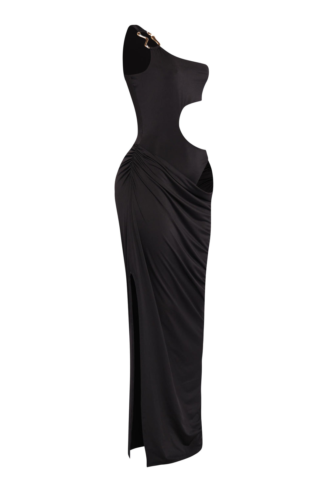 Asymmetric Cut-Out Maxi Dress with Draped Detail