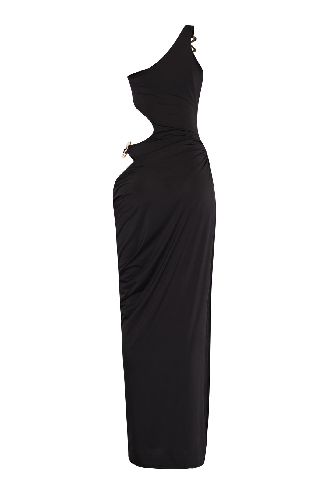 Asymmetric Cut-Out Maxi Dress with Draped Detail