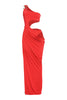 Asymmetric Cut-Out Maxi Dress with Draped Detail