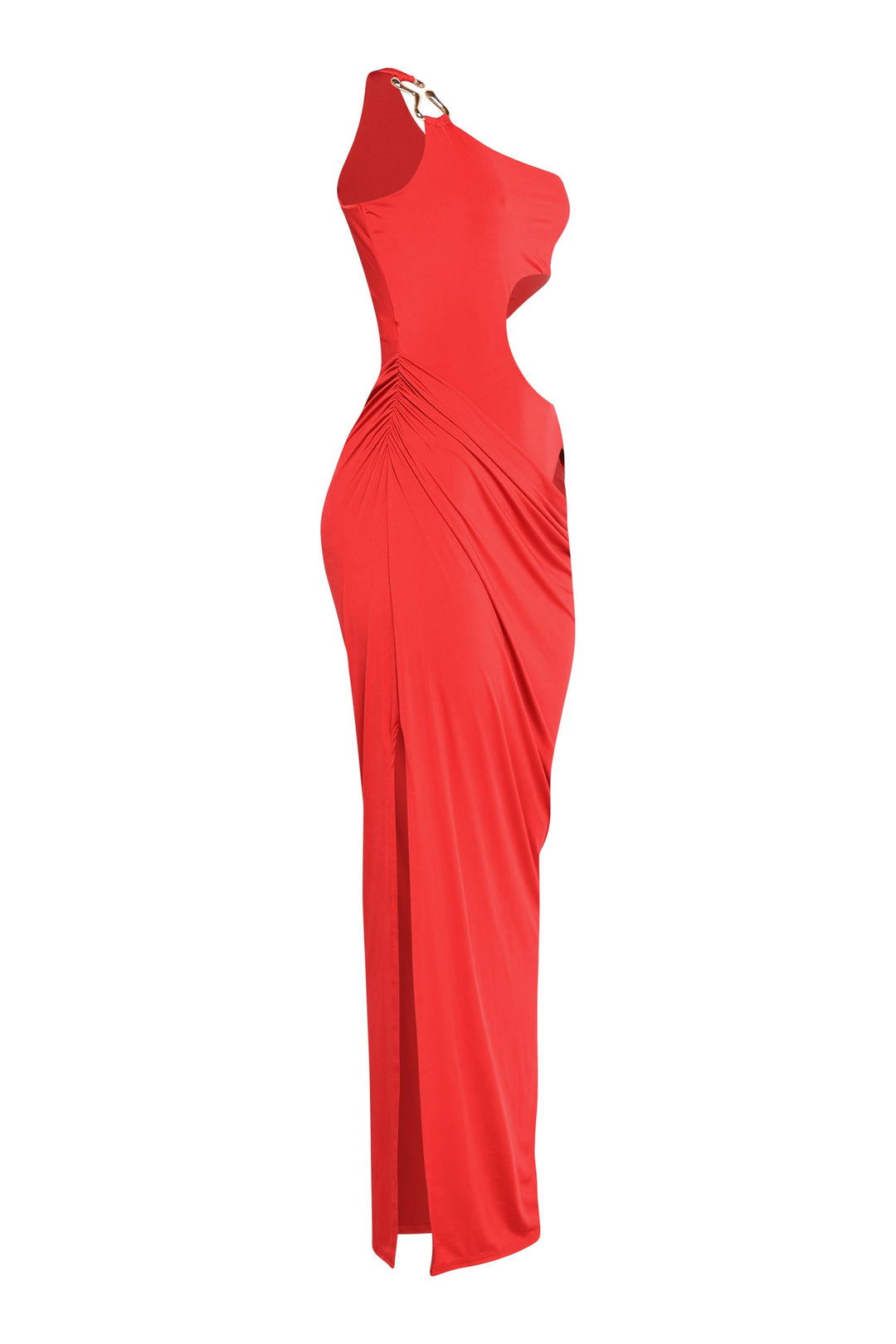 Asymmetric Cut-Out Maxi Dress with Draped Detail