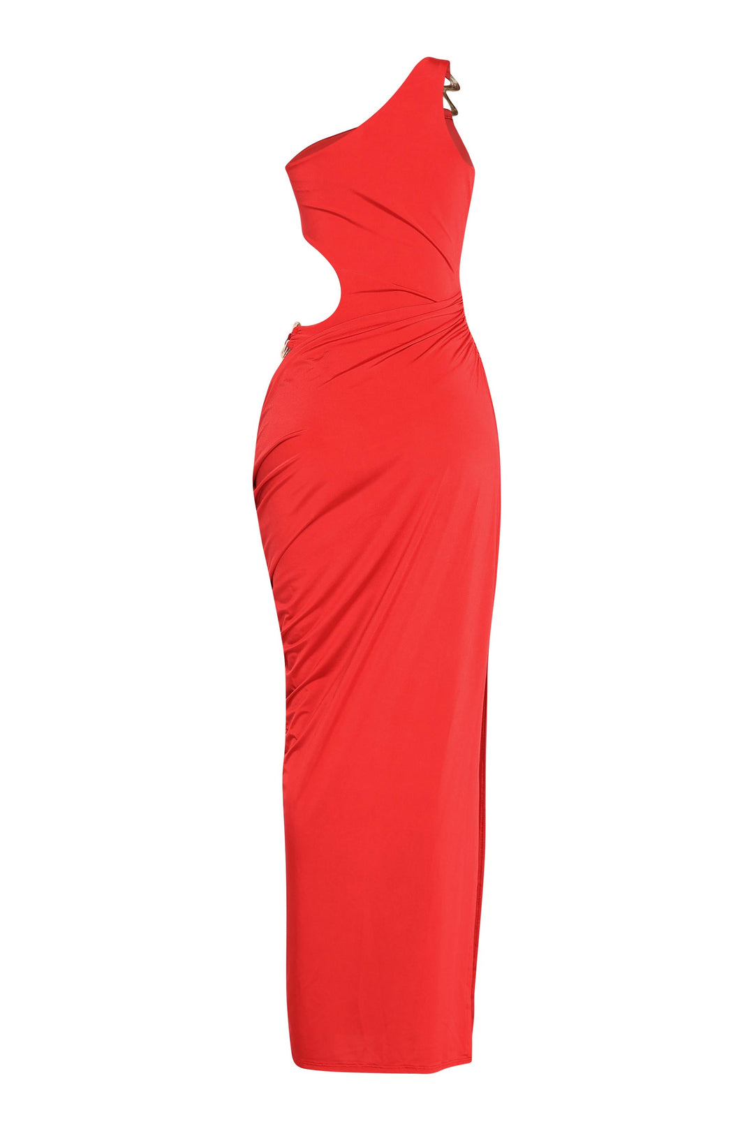 Asymmetric Cut-Out Maxi Dress with Draped Detail