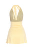 Vibrant yellow halter mini with flattering flare and sexy neckline

