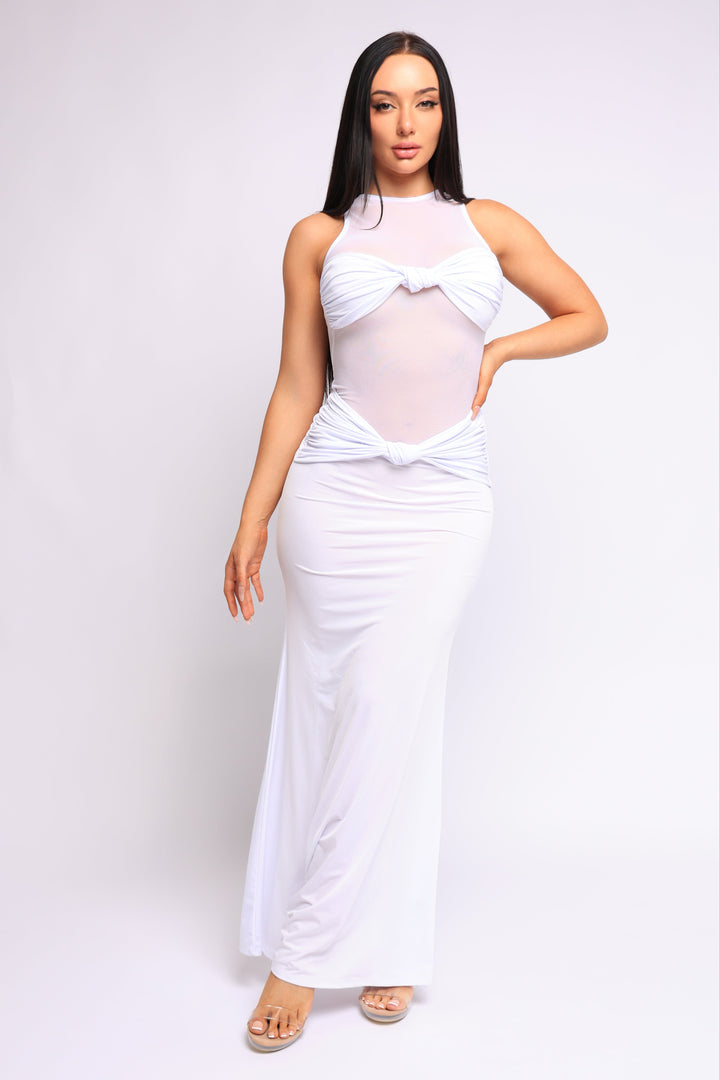 Bare Illusion Mesh Contrast Maxi Dress..