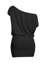 Disco Muse One Shoulder Glitter Mini Dress