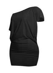 Disco Muse One Shoulder Glitter Mini Dress