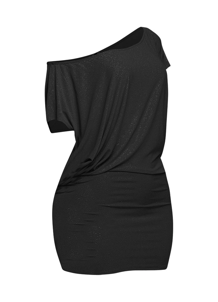 Disco Muse One Shoulder Glitter Mini Dress....