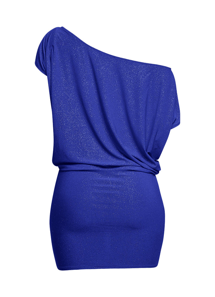 Disco Muse One Shoulder Glitter Mini Dress....