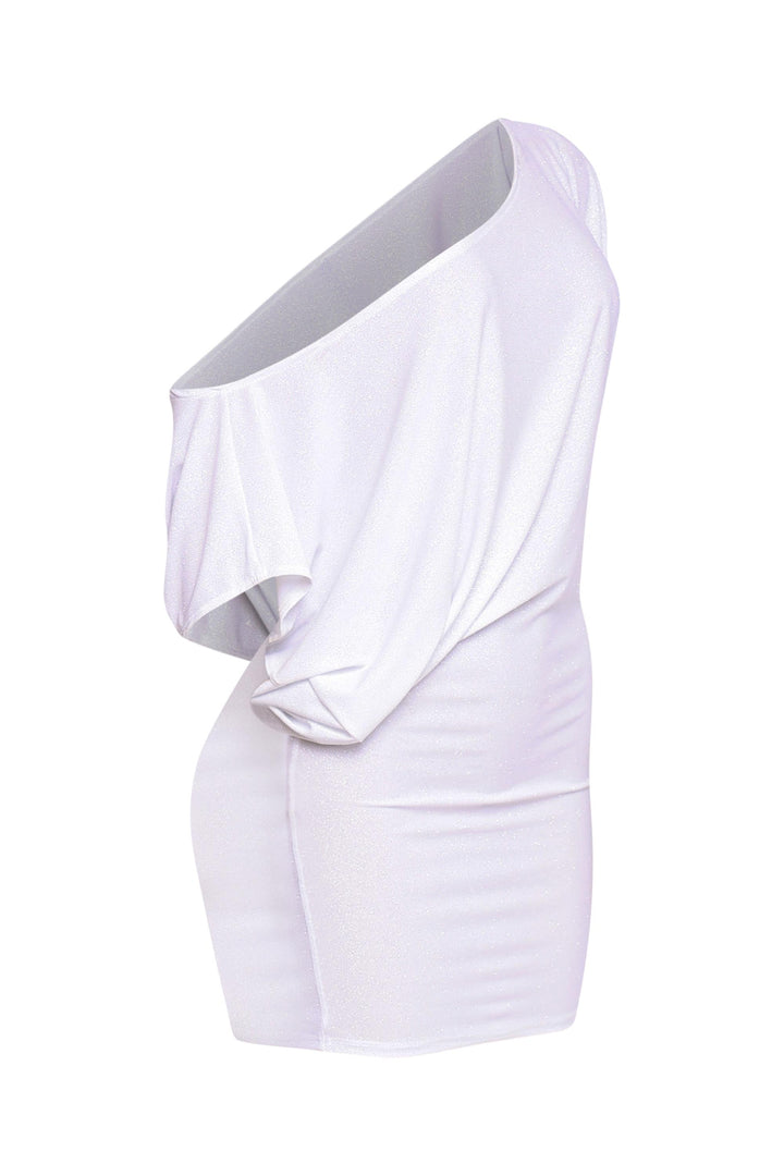 Disco Muse One Shoulder Glitter Mini Dress....
