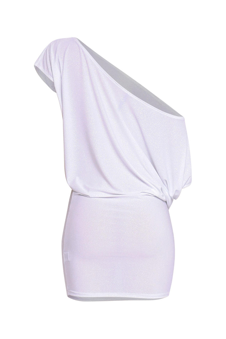 Disco Muse One Shoulder Glitter Mini Dress....