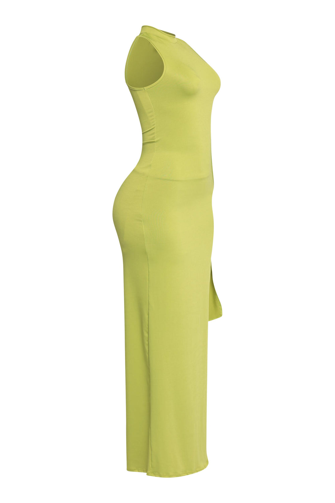 Tropical vibe lime dress with curve-skimming stretch fit


