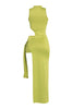 Playful lime cutout dress with sleek silhouette and bold color

