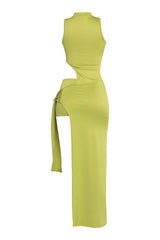 Playful lime cutout dress with sleek silhouette and bold color

